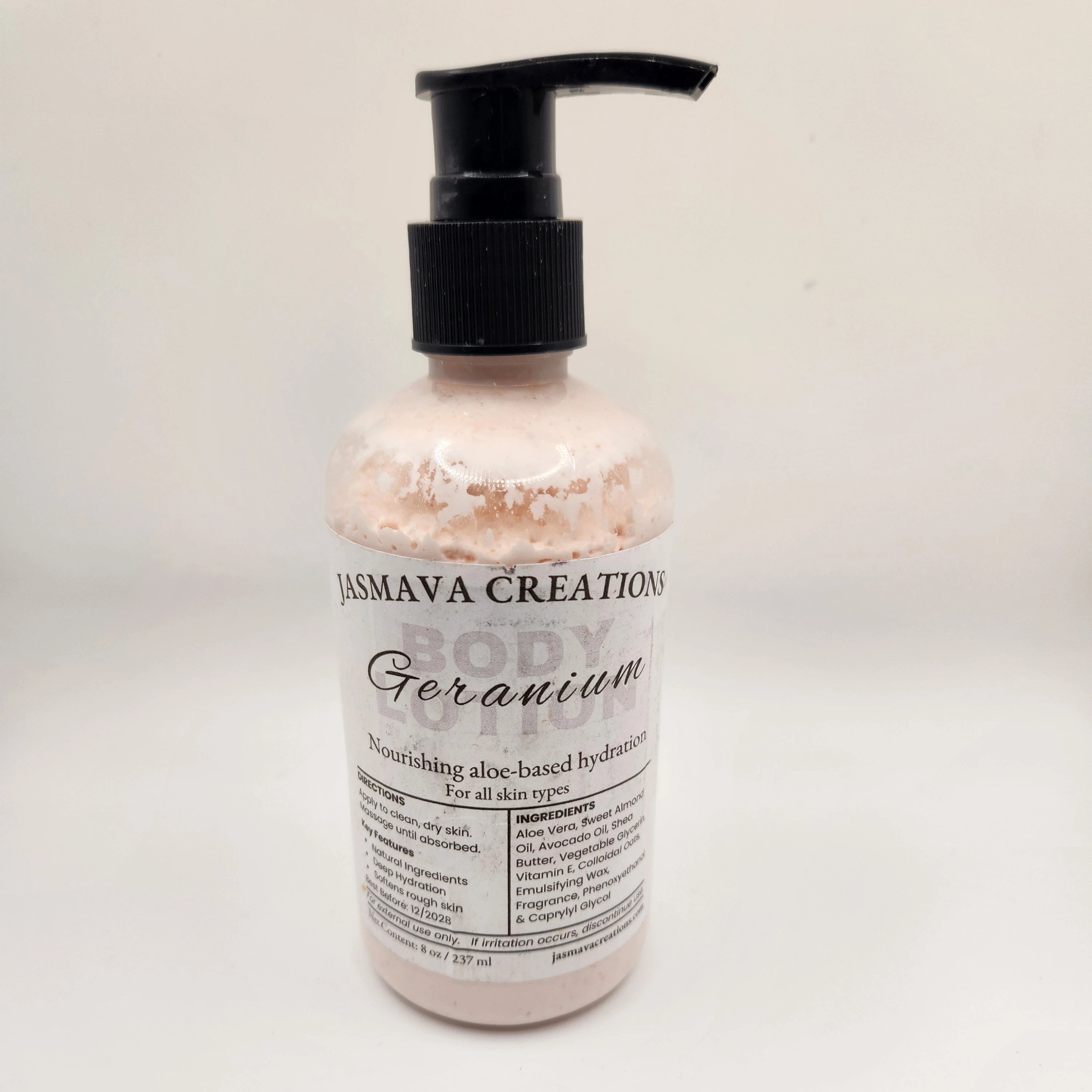 Geranium Aloe Vera Body Lotion – Handmade Natural Moisturizer 8oz